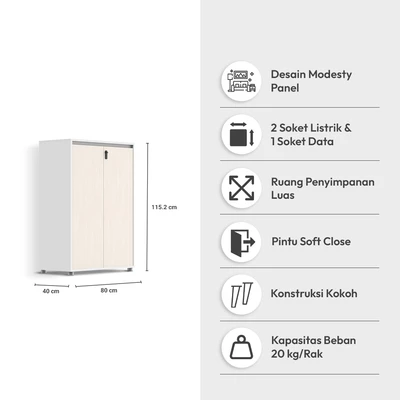 Gambar Sieben Kabinet Kantor 2 Pintu Medium - Putih Iron Wood