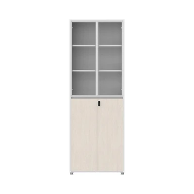 Gambar Sieben Lemari Arsip Kantor 4 Pintu Kaca Half High - Putih Iron Wood