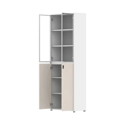 Gambar Sieben Lemari Arsip Kantor 4 Pintu Kaca Half High - Putih Iron Wood
