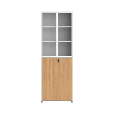 Gambar Sieben Kabinet Kantor 4 Pintu Kaca Half High - Cokelat Virginia Walnut