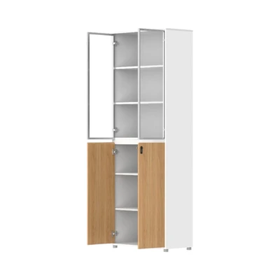 Gambar Sieben Kabinet Kantor 4 Pintu Kaca Half High - Cokelat Virginia Walnut