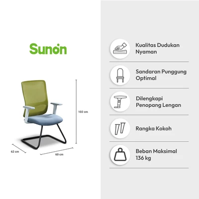 Gambar Sunon Neo Olive Kursi Tamu Kantor Low - Hijau/Abu-Abu