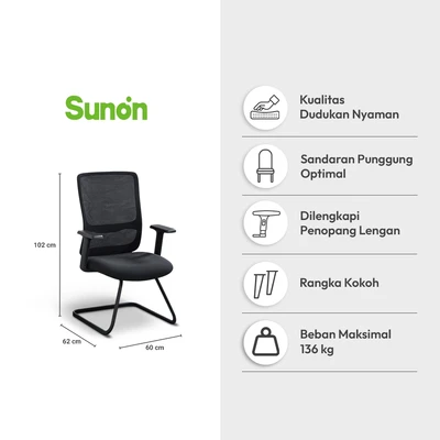 Gambar Sunon Neo Olive Kursi Tamu Kantor Low - Hitam