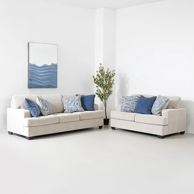 Gambar Ashley Scottsveal Set Sofa Fabric 2 & 3 Seater - Krem Beige