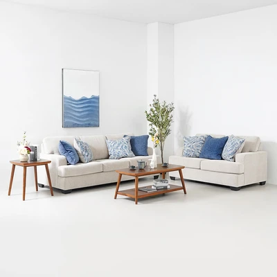 Gambar Ashley Scottsveal Set Sofa Fabric 2 & 3 Seater - Krem Beige