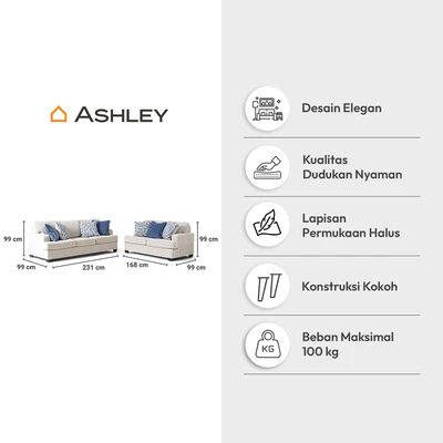 Gambar Ashley Scottsveal Set Sofa Fabric 2 & 3 Seater - Krem Beige
