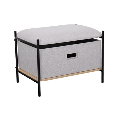 Gambar Informa Fred Bangku Ottoman Fabric Rectangle - Abu-Abu