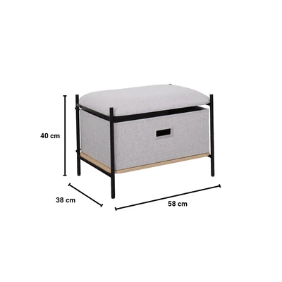Gambar Informa Fred Bangku Ottoman Fabric Rectangle - Abu-Abu