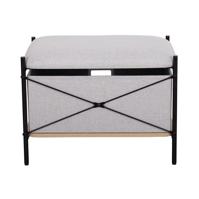 Gambar Informa Fred Bangku Ottoman Fabric Rectangle - Abu-Abu