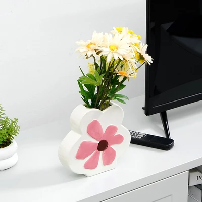 Gambar Informa Flowery Vas Bunga Keramik 18.2x4.7x17.2 cm - Pink