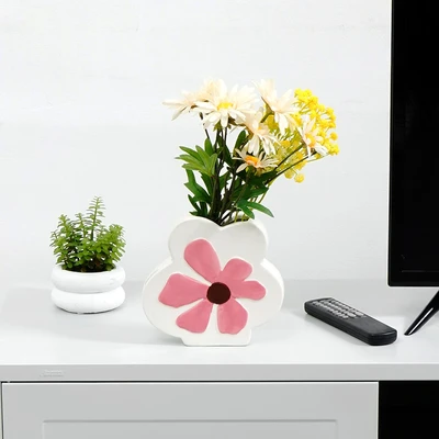 Gambar Informa Flowery Vas Bunga Keramik 18.2x4.7x17.2 cm - Pink