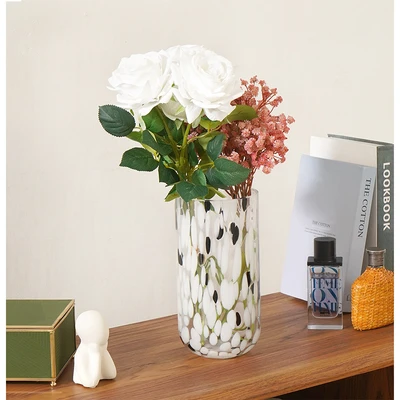 Gambar Informa Vas Bunga Kaca Dalmation 12.5x12.5x24.5 cm - Hitam/Putih
