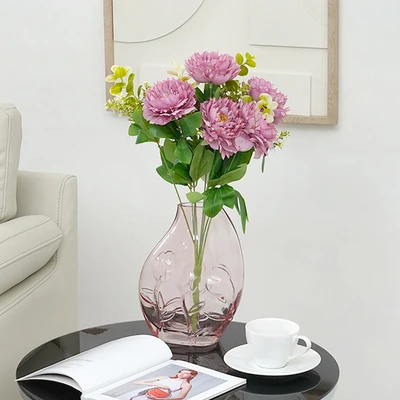 Gambar Informa Flowery Vas Bunga Kaca 19x9.5x25 cm - Pink
