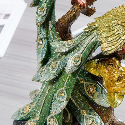 Gambar Informa Patung Miniatur Dekorasi Peacock Couple 18x31 cm A3 - Hijau