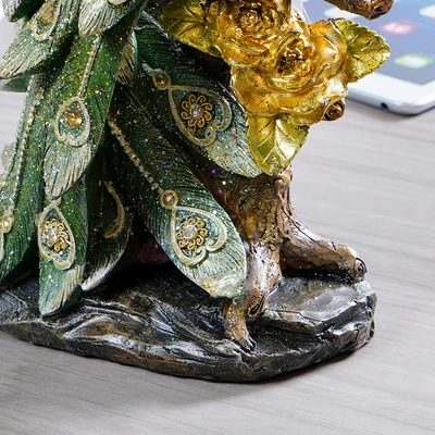 Gambar Informa Patung Miniatur Dekorasi Peacock Couple 18x31 cm A3 - Hijau