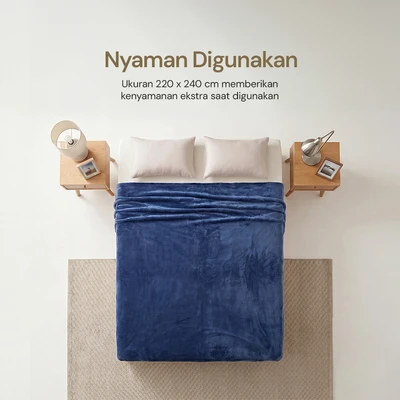 Gambar Informa 240x220 cm Selimut Microfiber Polyester Solid - Biru Navy