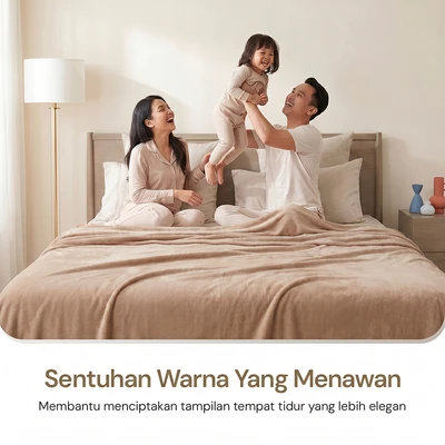 Gambar Informa 240x220 cm Selimut Microfiber Polyester Solid - Cokelat Choco