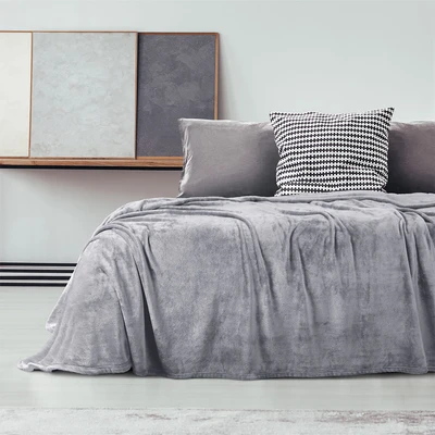 Gambar Informa 240x220 cm Selimut Microfiber Polyester Solid - Abu-Abu