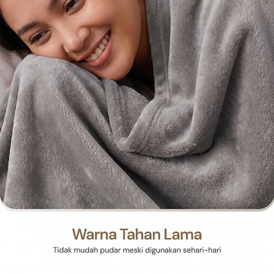 Gambar Informa 240x220 cm Selimut Microfiber Polyester Solid - Abu-Abu