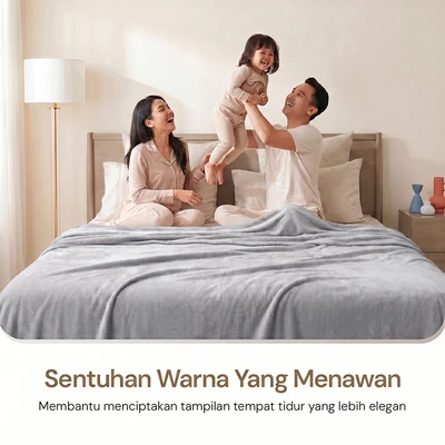 Gambar Informa 240x220 cm Selimut Microfiber Polyester Solid - Abu-Abu