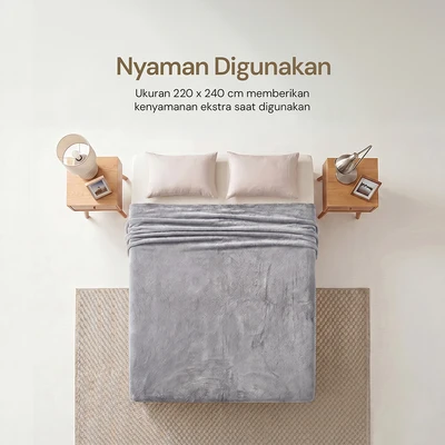 Gambar Informa 240x220 cm Selimut Microfiber Polyester Solid - Abu-Abu