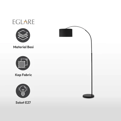 Gambar Eglare Mini Arco Lampu Lantai E27 80x34x183 cm - Hitam