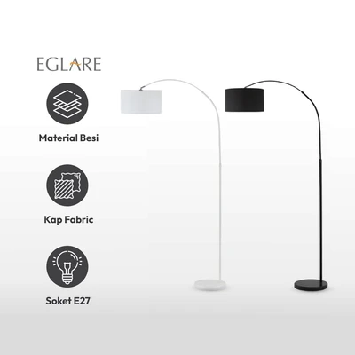 Gambar Eglare Mini Arco Lampu Lantai E27 80x34x183 cm - Putih