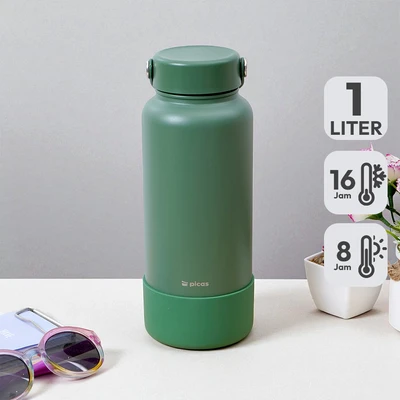 Gambar Picas Texas Botol Vacuum Flask Stainless Steel 1 Liter - Hijau Tua