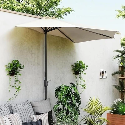 Gambar Soleil Payung Taman Half Round 2.7 Meter - Krem Ivory
