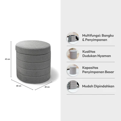 Gambar Informa Felix Bangku Fabric Dengan Penyimpanan - Abu-Abu