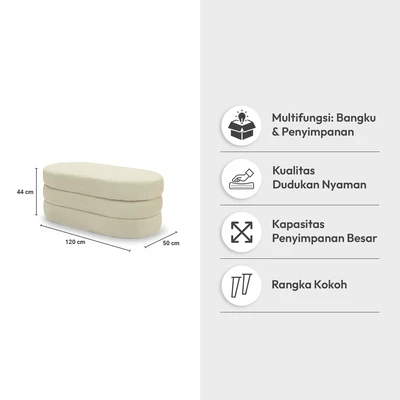 Gambar Informa Felice Bangku Panjang Fabric Dengan Penyimpanan - Putih
