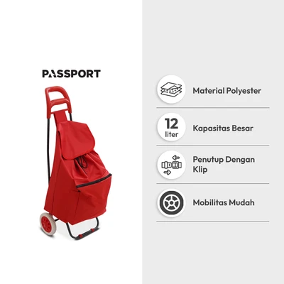 Gambar Passport Troli Belanja Dengan Kantong Depan - Merah