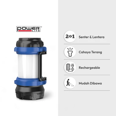 Gambar Powerlite Senter LED Dengan Lentera Rechargeable 7 Watt - Hitam
