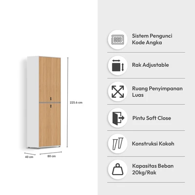 Gambar Sieben Lemari Arsip Kantor 4 Pintu High - Cokelat Virgina Walnut