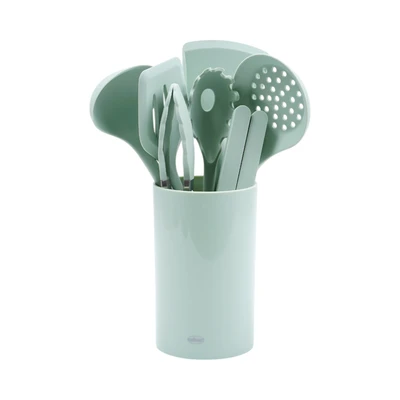 Gambar Culinart Peralatan Masak Dengan Holder Penyimpanan Set 8 pcs - Hijau Muda