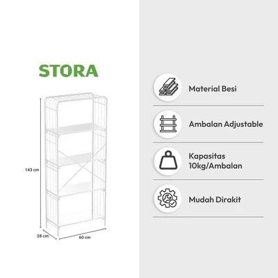 Gambar Stora Nordic Rak Besi 5 Tingkat - Putih