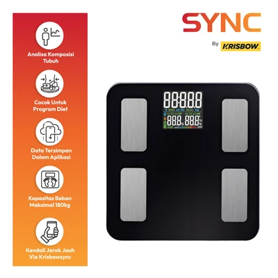 Gambar Krisbow Sync Smart Timbangan Badan Digital Colored Display - Hitam
