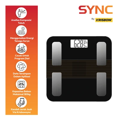Gambar Krisbow Sync Smart Timbangan Badan Digital Solar Energy - Hitam