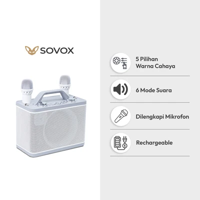 Gambar Sovox Speaker Karaoke Bluetooth 2 Mic - Putih