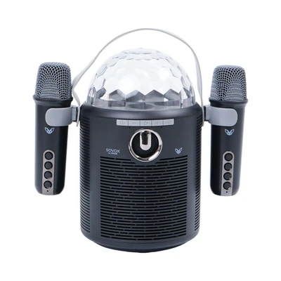 Gambar Sovox Speaker Karaoke Bluetooth LED 2 Mic - Hitam
