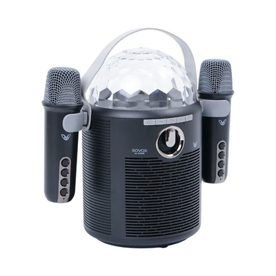 Gambar Sovox Speaker Karaoke Bluetooth LED 2 Mic - Hitam