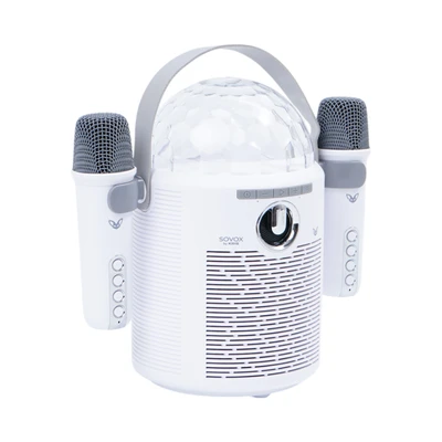 Gambar Sovox Speaker Karaoke Bluetooth LED 2 Mic - Putih