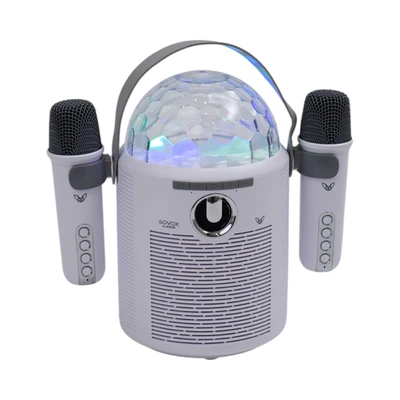 Gambar Sovox Speaker Karaoke Bluetooth LED 2 Mic - Putih