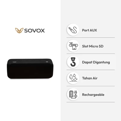 Gambar Sovox Speaker Bluetooth Waterproof - Hitam