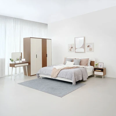 Gambar Informa 180x200 cm Harvey Set Kamar Tidur - Krem Beige/Cokelat Walnut