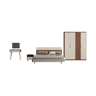 Gambar Informa 160x200 cm Harvey Set Kamar Tidur - Krem Beige/Cokelat Walnut