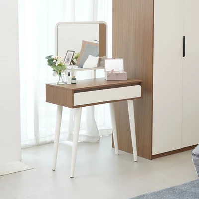 Gambar Informa Harvey Meja Rias Dengan Cermin - Krem Beige/Cokelat Walnut