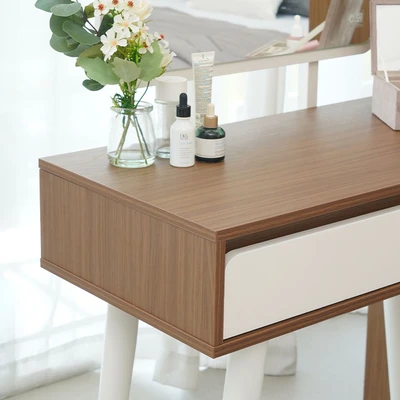Gambar Informa Harvey Meja Rias Dengan Cermin - Krem Beige/Cokelat Walnut