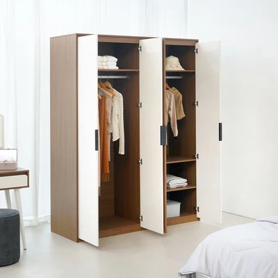 Gambar Informa Harvey Lemari Pakaian 4 Pintu - Krem Beige/Cokelat Walnut