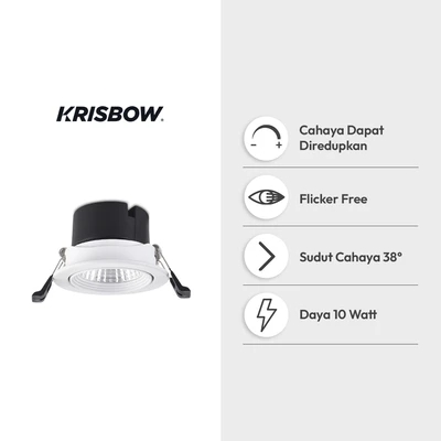 Gambar Krisbow Lampu Downlight LED Adjustable 10 Watt 3CCT - Putih